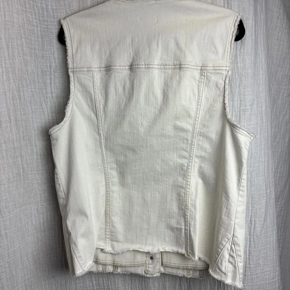 Logo-by-lori-goldstein White Distressed Denim Vest Women's 14